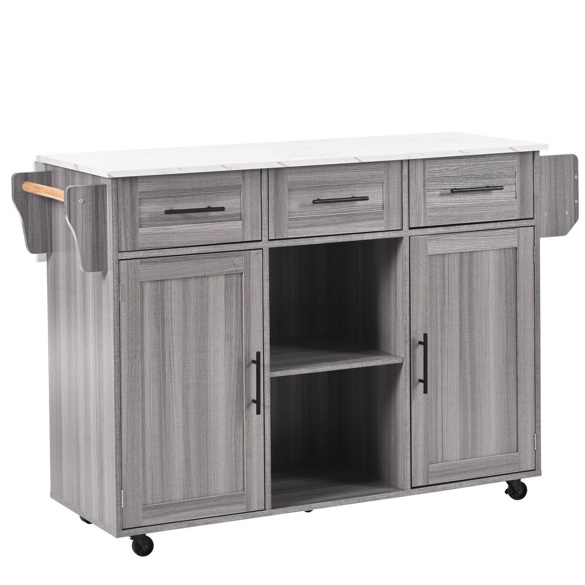 SERVIERWAGEN mit klappbarer Tischplatte 139 x 46(71) x 91,5 cm Grau MDF - Grau, Holz (46/91.5/139cm) - Beauniv