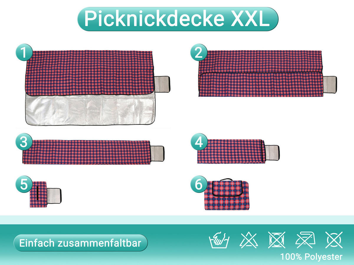 PICKNICKDECKE, 100% Polyester - Rot, Textil (200/200cm) - Zollner24