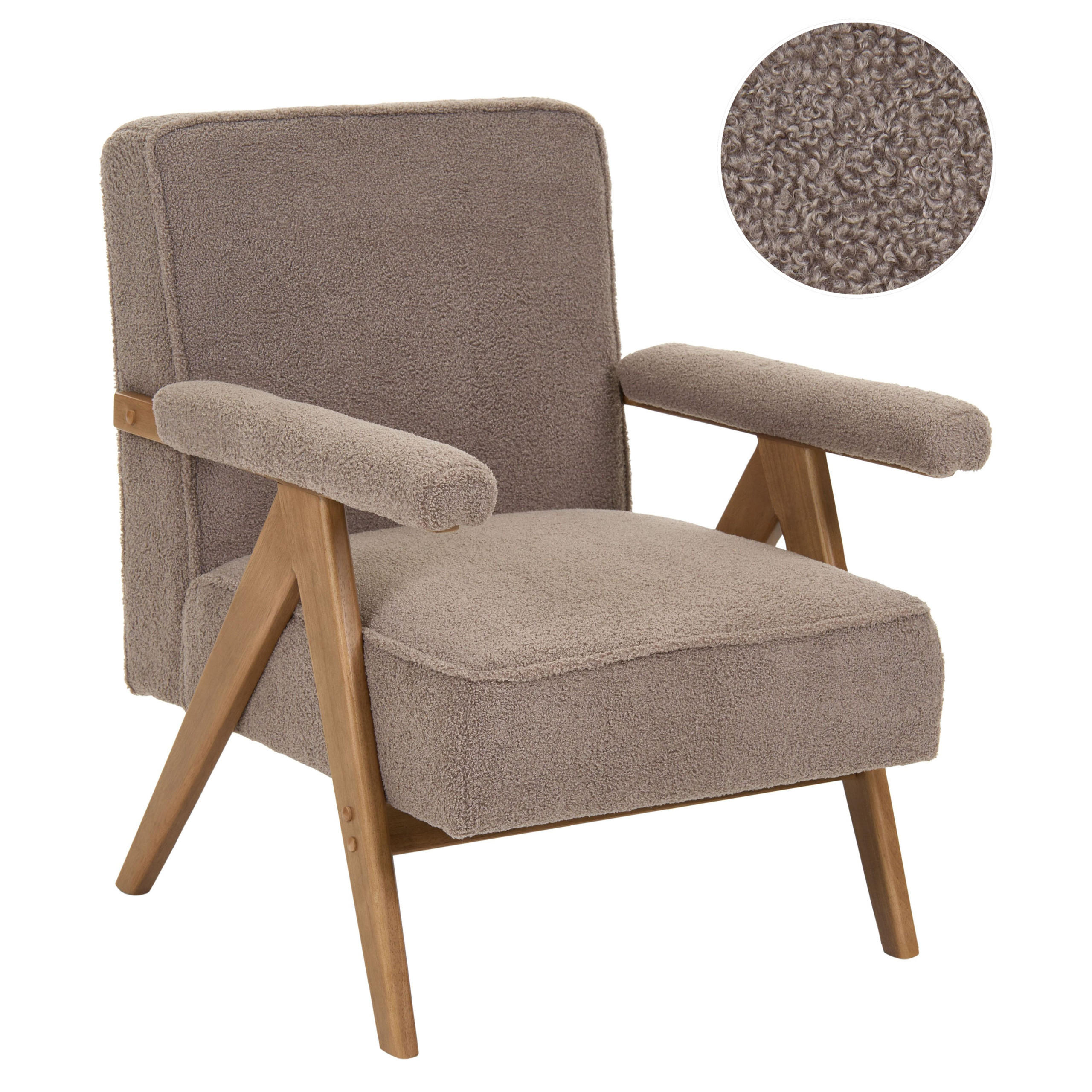 SESSEL Bouclé Taupe Evje - Taupe/Beige, Textil (70/81/72cm) - Beliani