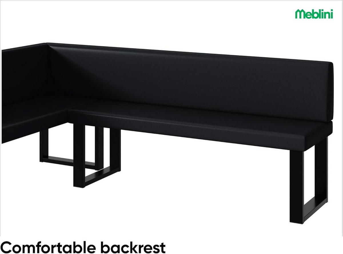 ECKBANK TONI_U - Schwarz, Leder (142/196cm) - Meblini