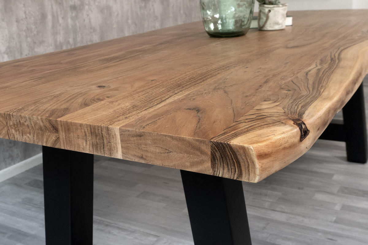 ESSTISCH CALI - Beige/Schwarz, Holz/Metall (100/260/77cm) - SAM