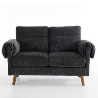 2-SITZER SOFA Chenille Schwarz - Schwarz, Holzwerkstoff/Textil (70/85/124cm) - WISHDOR