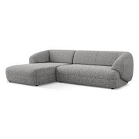 ECKSOFA links Strukturstoff Stoff Grau - Hellgrau/Schwarz, Kunststoff/Textil (156/280cm) - Makamii