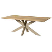 ESSTISCH Mango 180x90x74 natur lackiert / Epoxid schwarz, Kreuzgestell silber matt EPOXY - Naturfarben, Holz (180/90/74cm) - Massivmoebel24