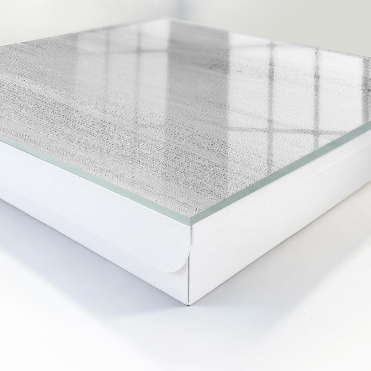 SCHLÜSSELBOX Weiß 30x30 cm – Türöffnung nach rechts - Holzmuster - Grau, Metall (30/30/5cm) - TULUP