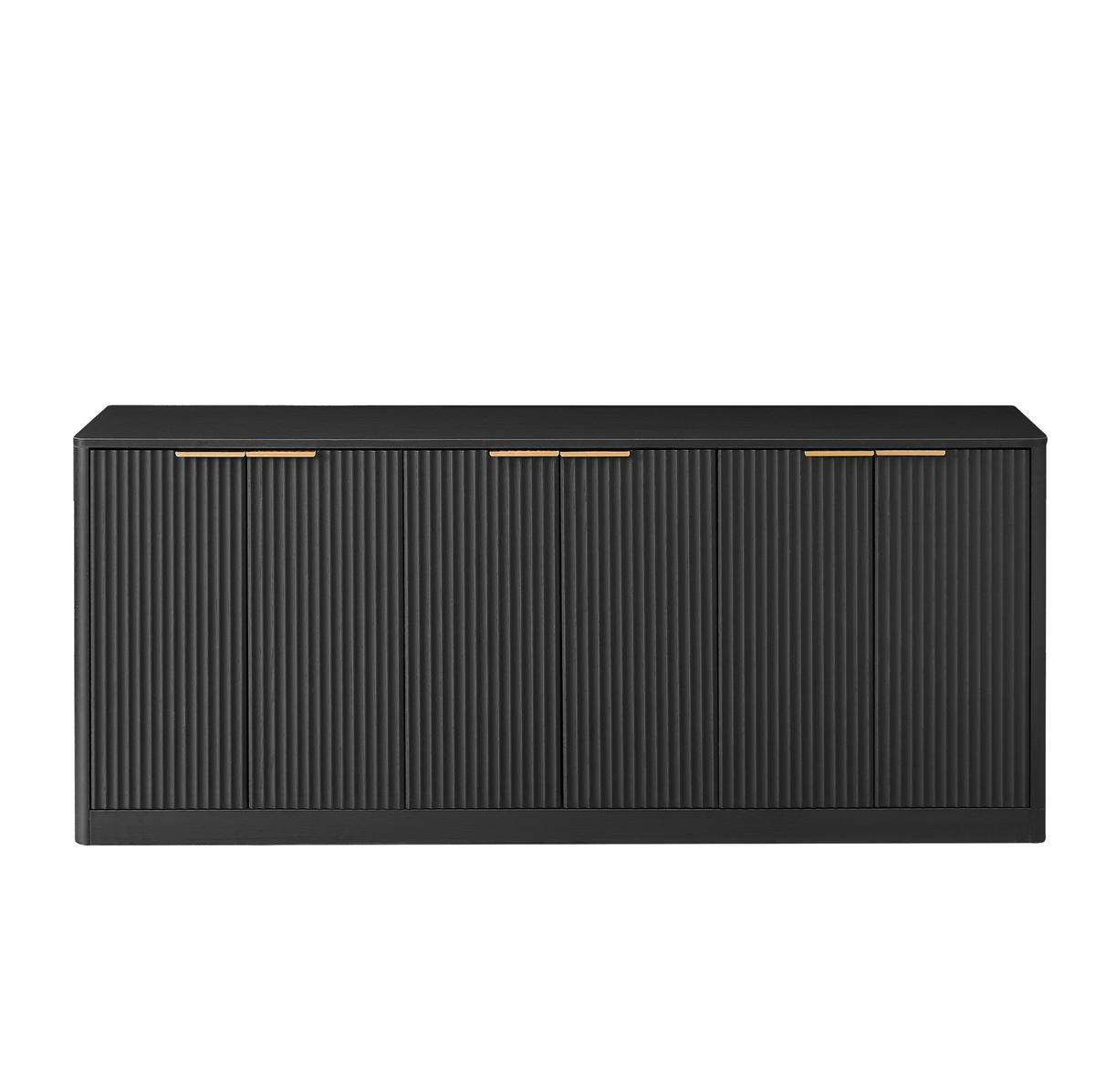 SIDEBOARD 170/40/70,5 cm in Schwarz mit 6 Türen und Wellenfront - Schwarz, Holzwerkstoff (170/70.5/40cm) - Flora Grace