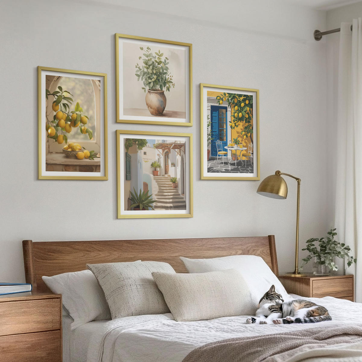 BILDER SET 4er Set - 50x50 cm & 40x60 cm Goldrahmen - Architektur der Zitronenstadt - Goldfarben, Kunststoff (50/50cm) - TULUP