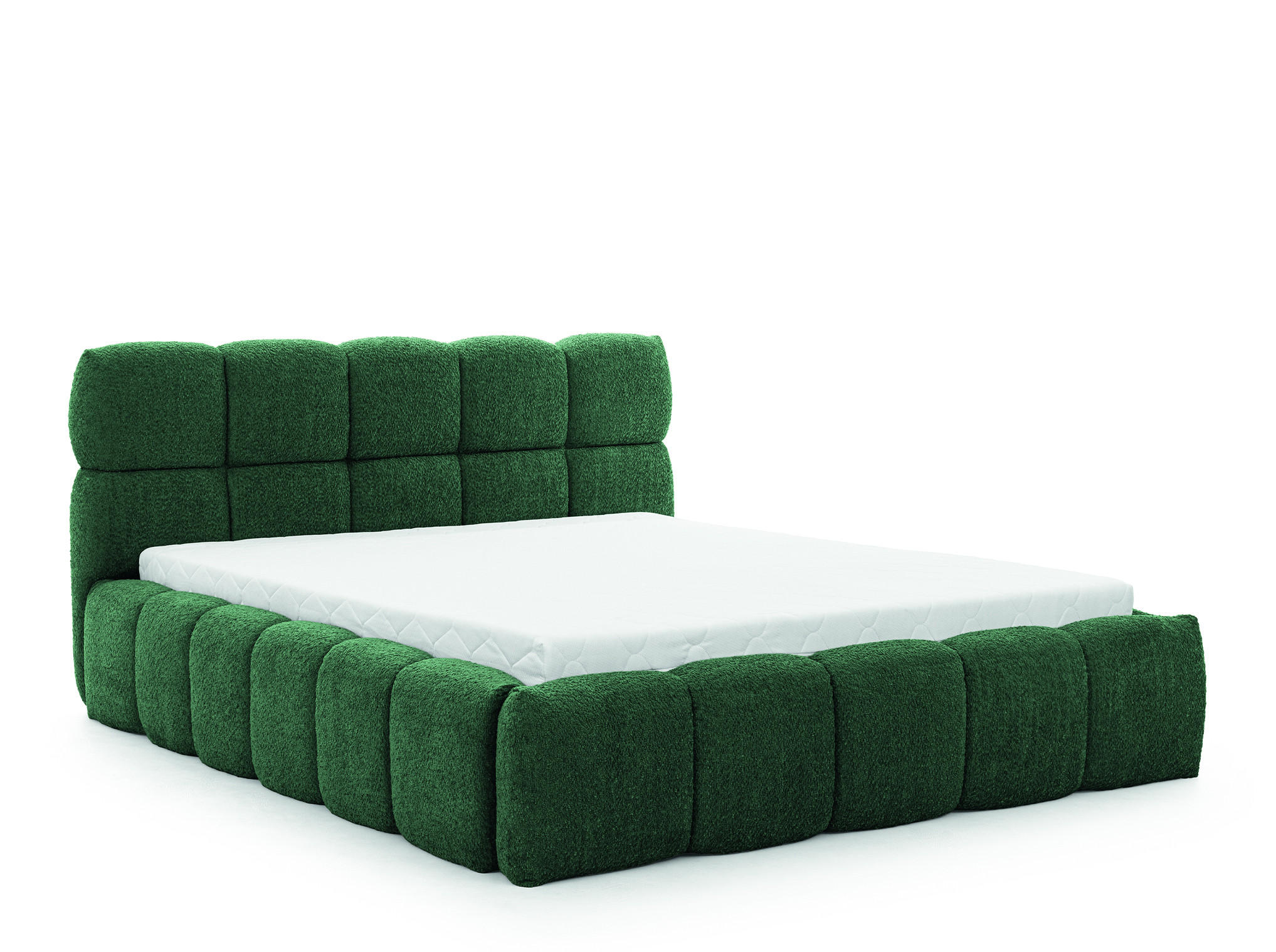 POLSTERBETT SOFIA 180x200 mit Bettkasten,Bubble,Doppelbett,Lattenrost,Boxspringbett-Optik,ohne Matratze-Flaschengrün - Smaragdgrün, Holz (180/200cm) - Furnistar