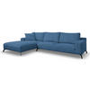 ECKSOFA Aspen in L-Form, Coach Farbe: Blau, Cordstoff, Ottomane Links - Blau, Textil (187/312cm) - VENASI MÖBEL