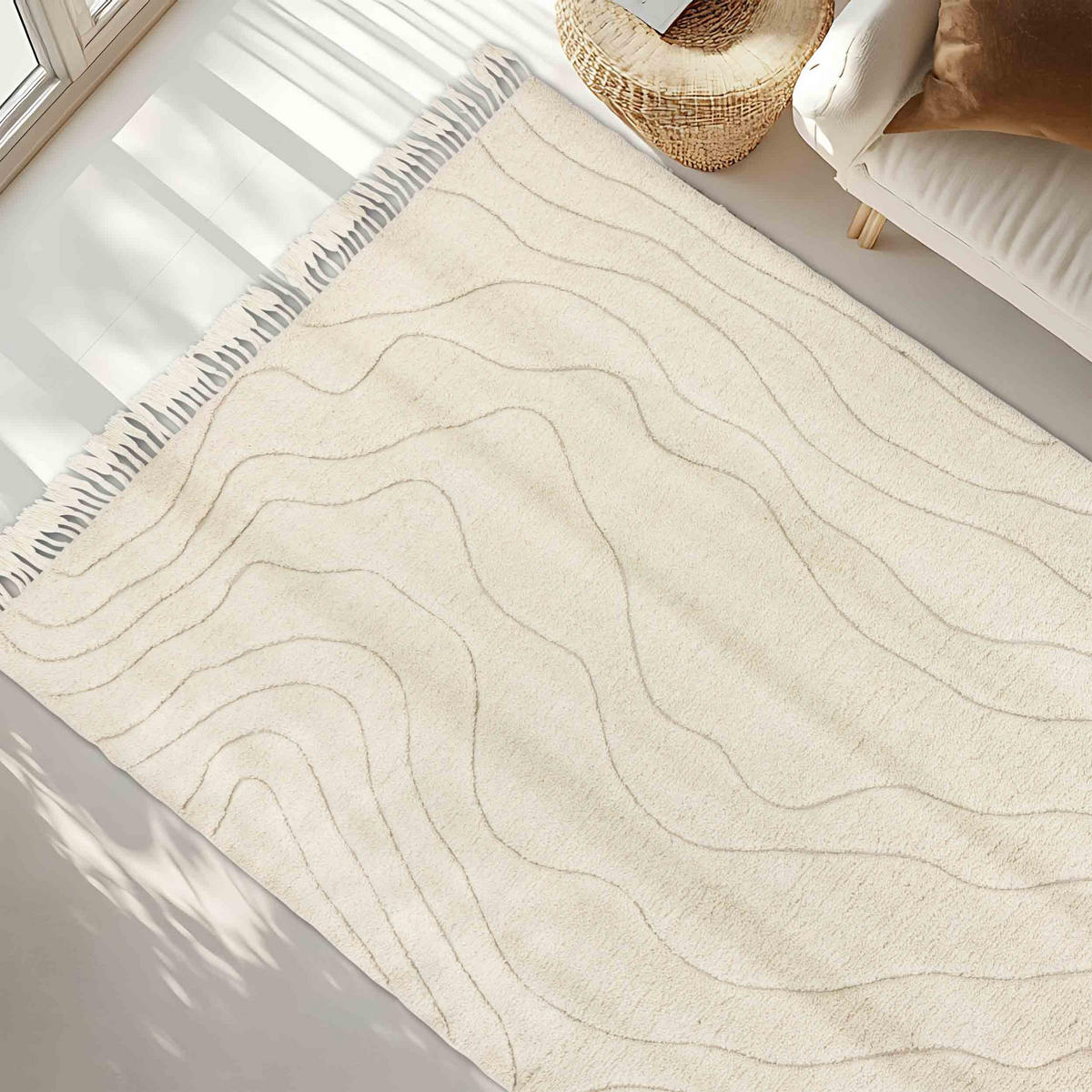 KOBEREC s vysokým vlasom LIORA - krémová, textil (160/230cm) - Schöner Wohnen