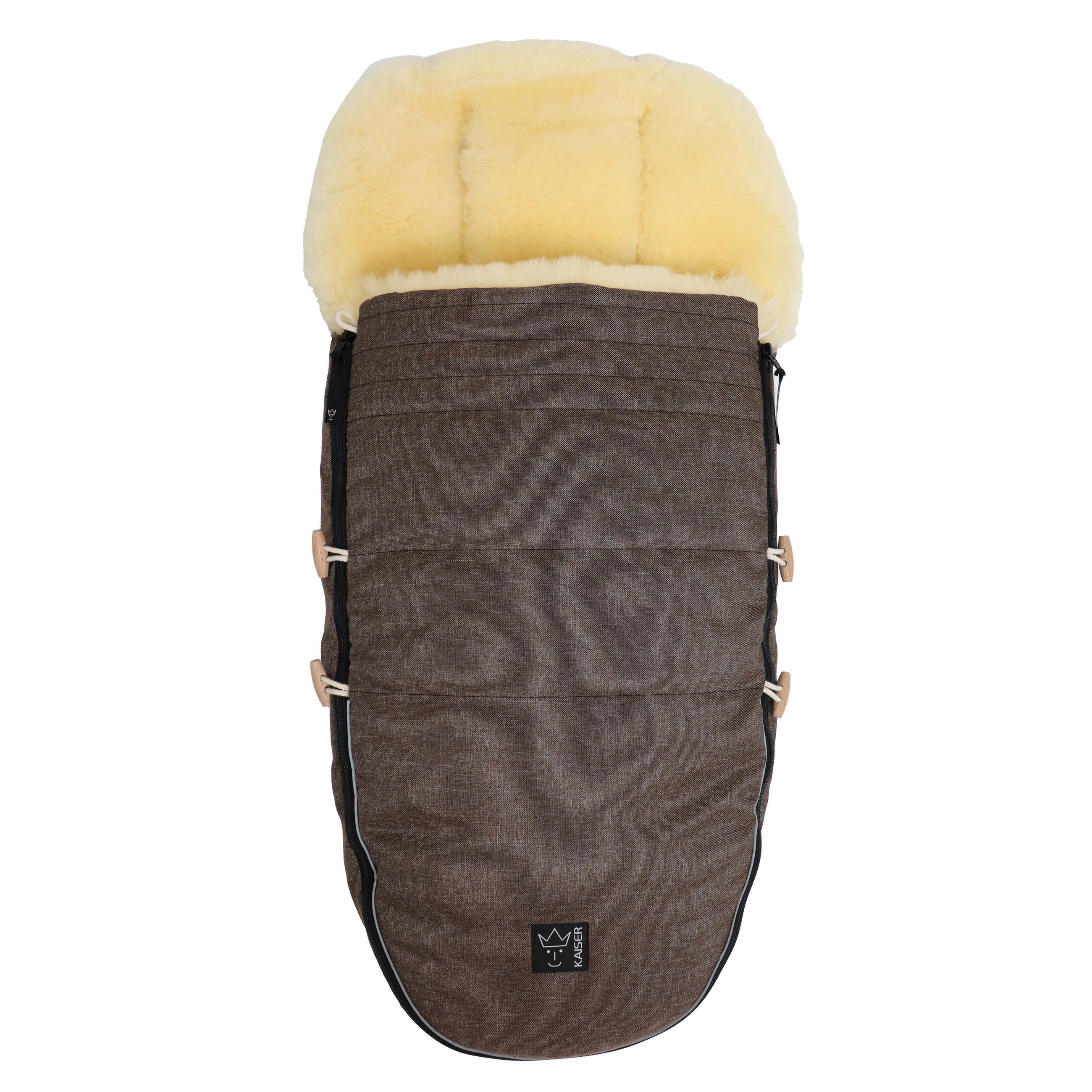 LAMMFELL-FUSSSACK Love the Nature, brown melange - Mokka, Fell (44/95cm) - Kaiserbaby