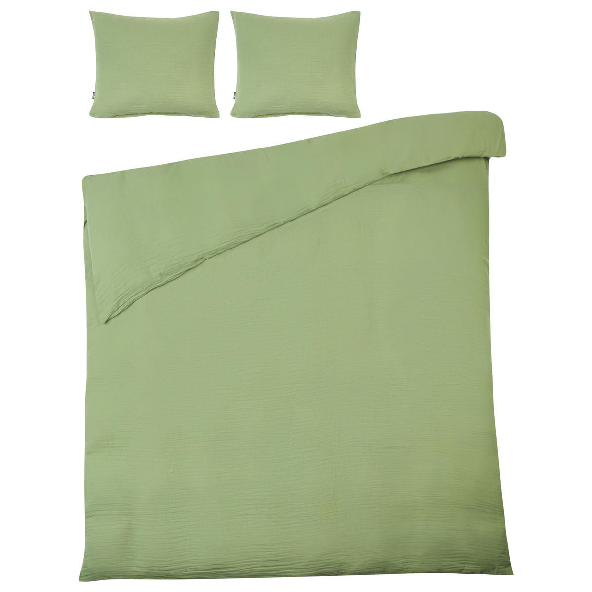 BETTWÄSCHE-SET 150/200 cm Baumwollmusselin Grün Sumner - Grün, Textil (150/200cm) - Beliani