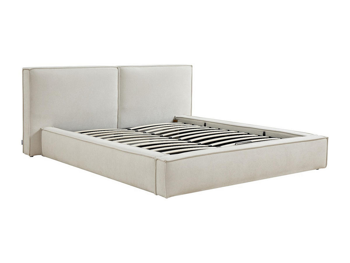 BETT mit Bettkasten - 2 Personen - Stoff - Beige - - Beige, Textil (160/200cm) - Vente-Unique
