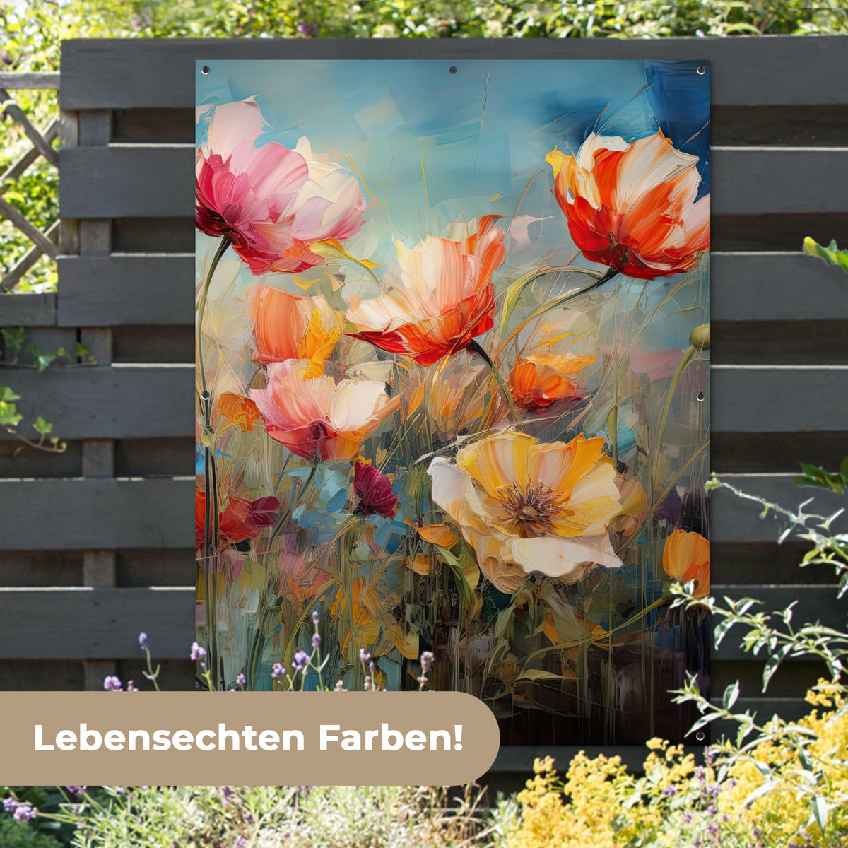 ZAHRADNÍ PLAKÁT Květiny - Akvarel - Umění - Botanické - Příroda 120x160 cm - pomerančová, plast (120/160/0.2cm) - OnlyWow