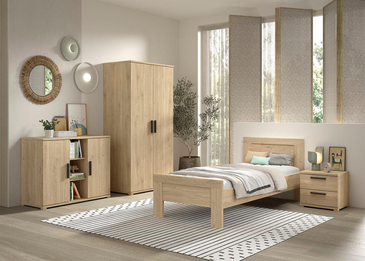 JUGENDZIMMER Set Keelia Eiche Melamin 4tlg Möbel - Eichefarben, Kunststoff (100/1/200cm) - 58aufmkessel