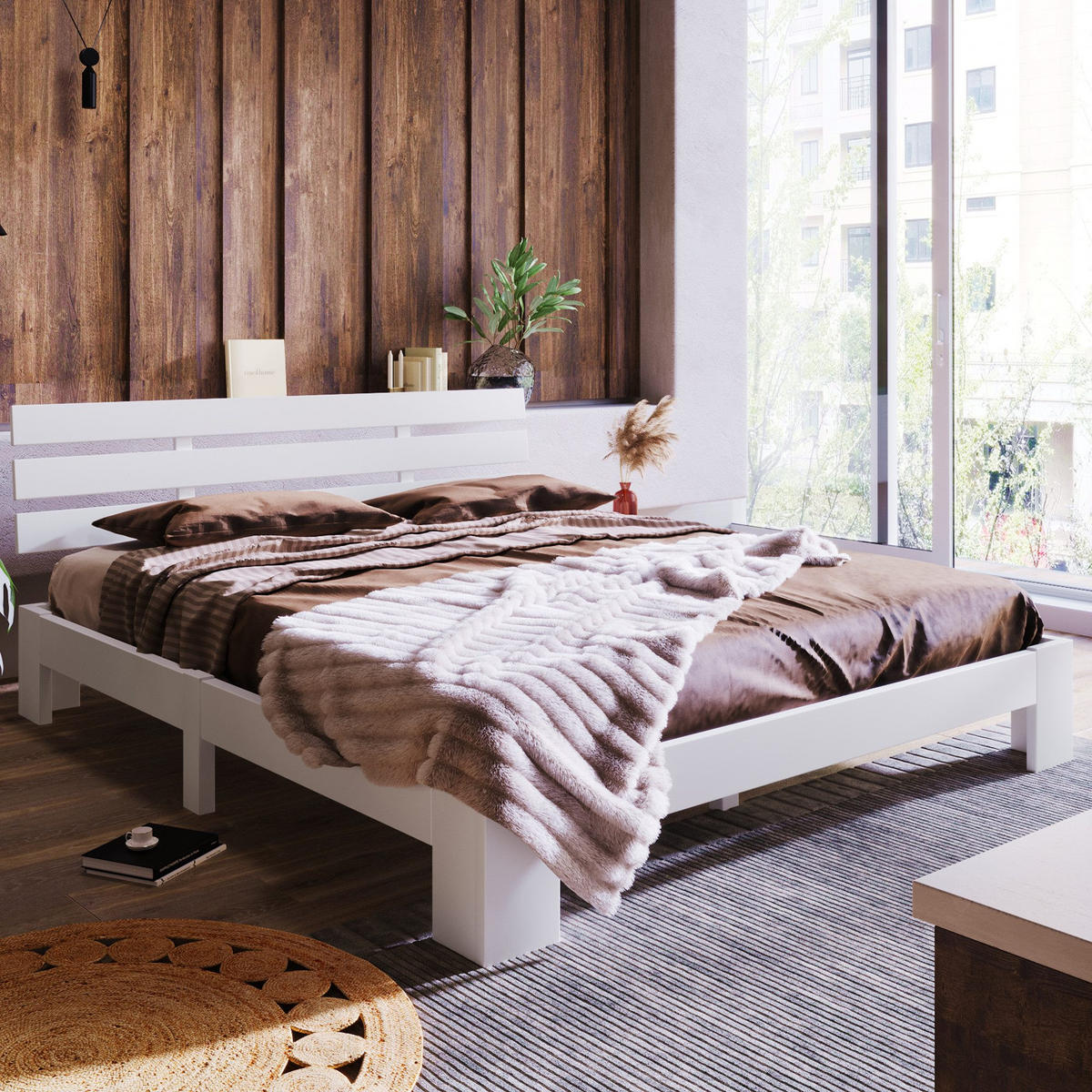 MASSIVHOLZBETT 140x200cm Doppelbett Stauraum unter dem Bett - Weiß, Holzwerkstoff (140/200cm)