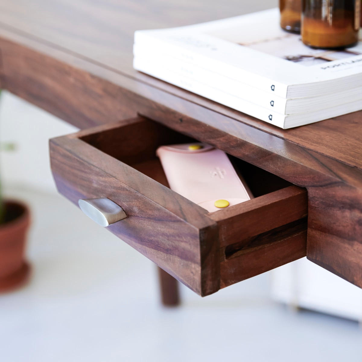 SCHREIBTISCH Luna Natur aus Palisander - Naturfarben, Holz (58/128/80cm) - Tikamoon