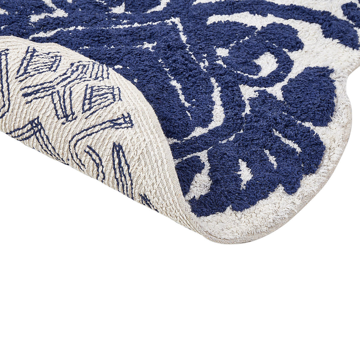 BADEMATTE Blau 150 x 60 cm Canbar - Blau/Weiß, Textil (150/60cm) - Beliani