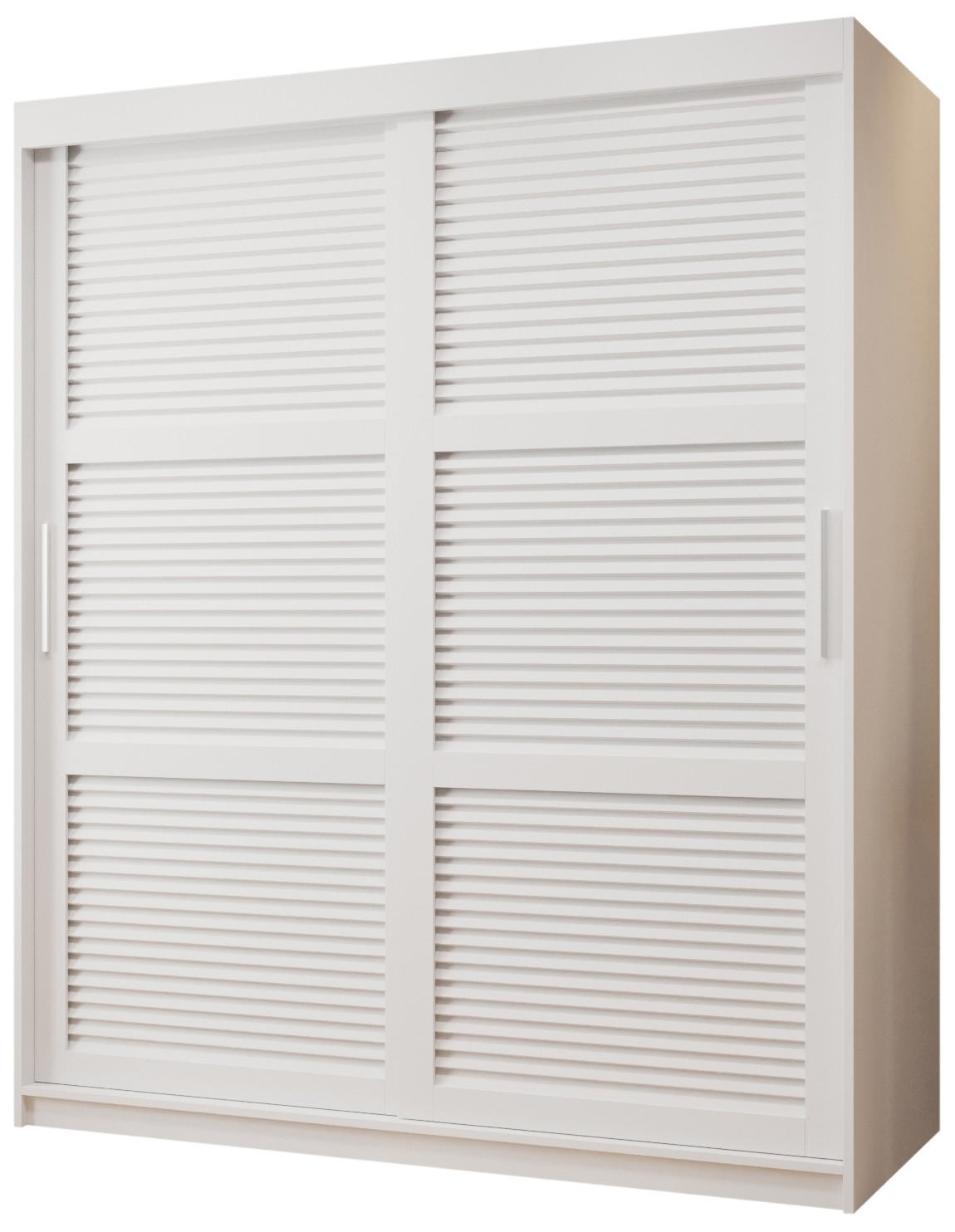 SCHWEBETÜRENSCHRANK 200/150/62 2-türig - Silberfarben/Weiß, Holz/Kunststoff (150/200/62cm) - MÖBEL KRYSPOL