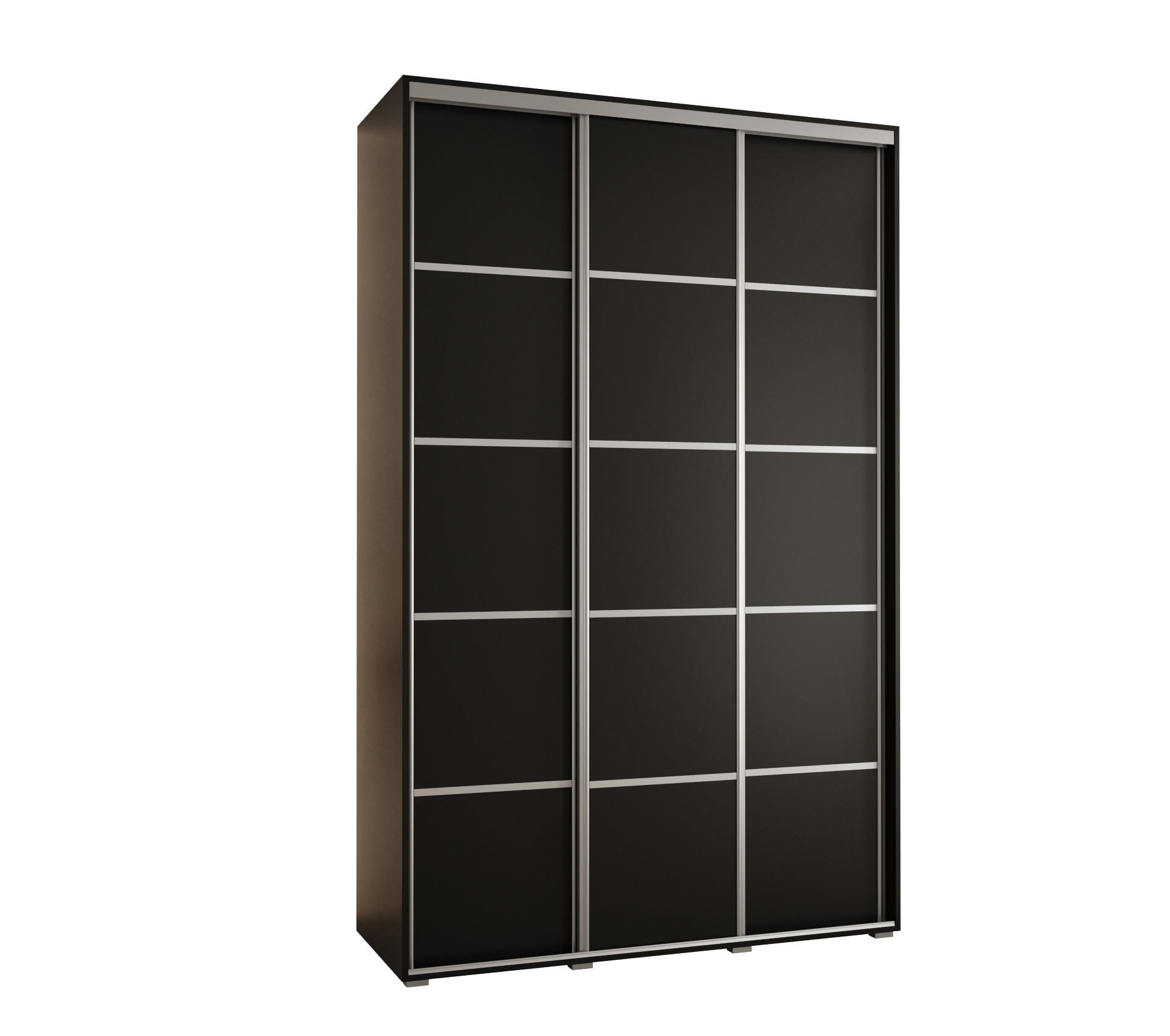 Abiks Möbel Schwebetürenschrank Schwarz, Schwarz, Silber 160x235x60 cm