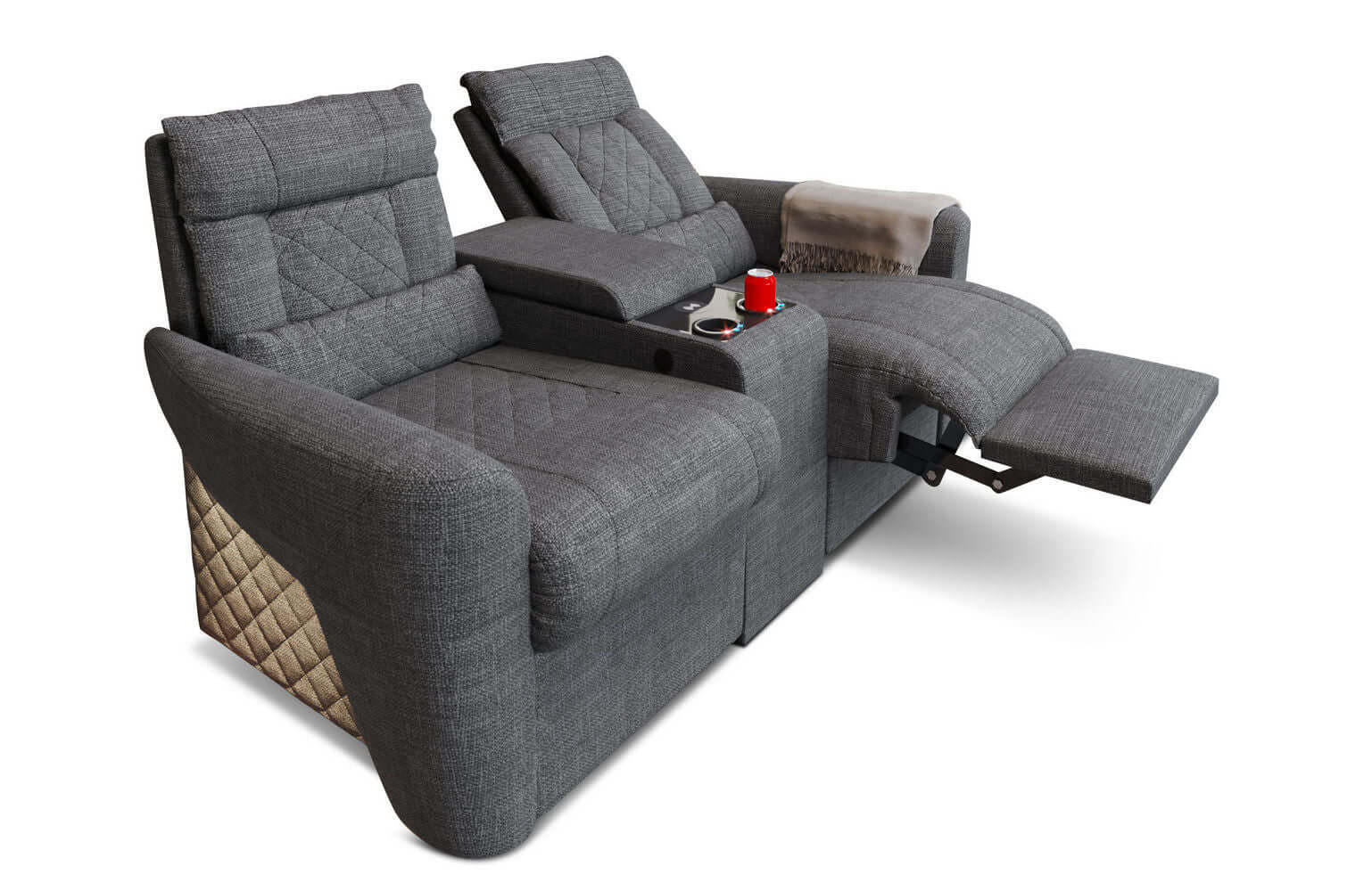KINOSESSEL Kinosessel Relax Grau - Grau, Kunststoff (190/94/92cm)