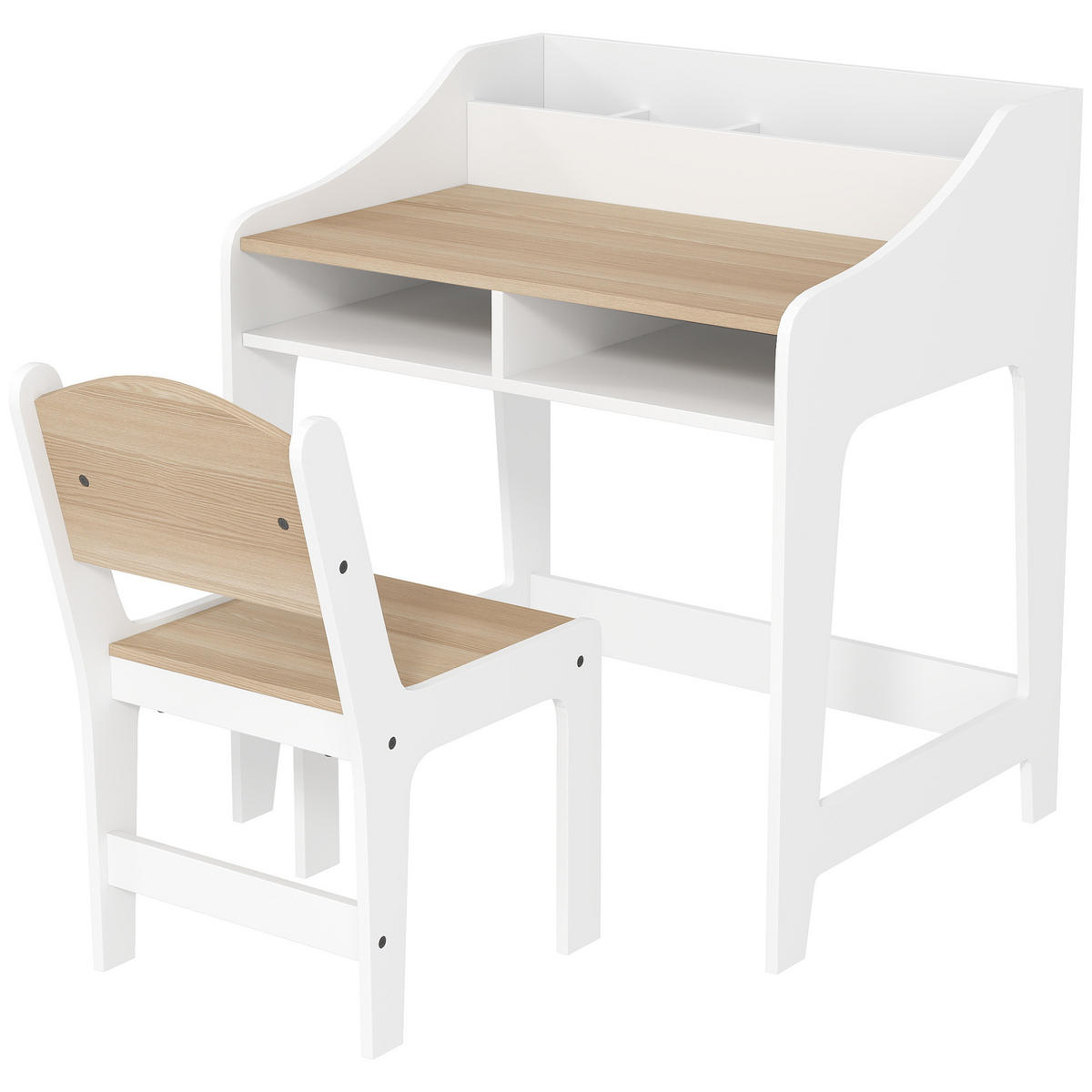 SCHREIBTISCH-SET DE-17532 2 offene Fächer, 3 Organizer Naturholz - Naturfarben, Holzwerkstoff (60/68/48cm) - ComfortXL