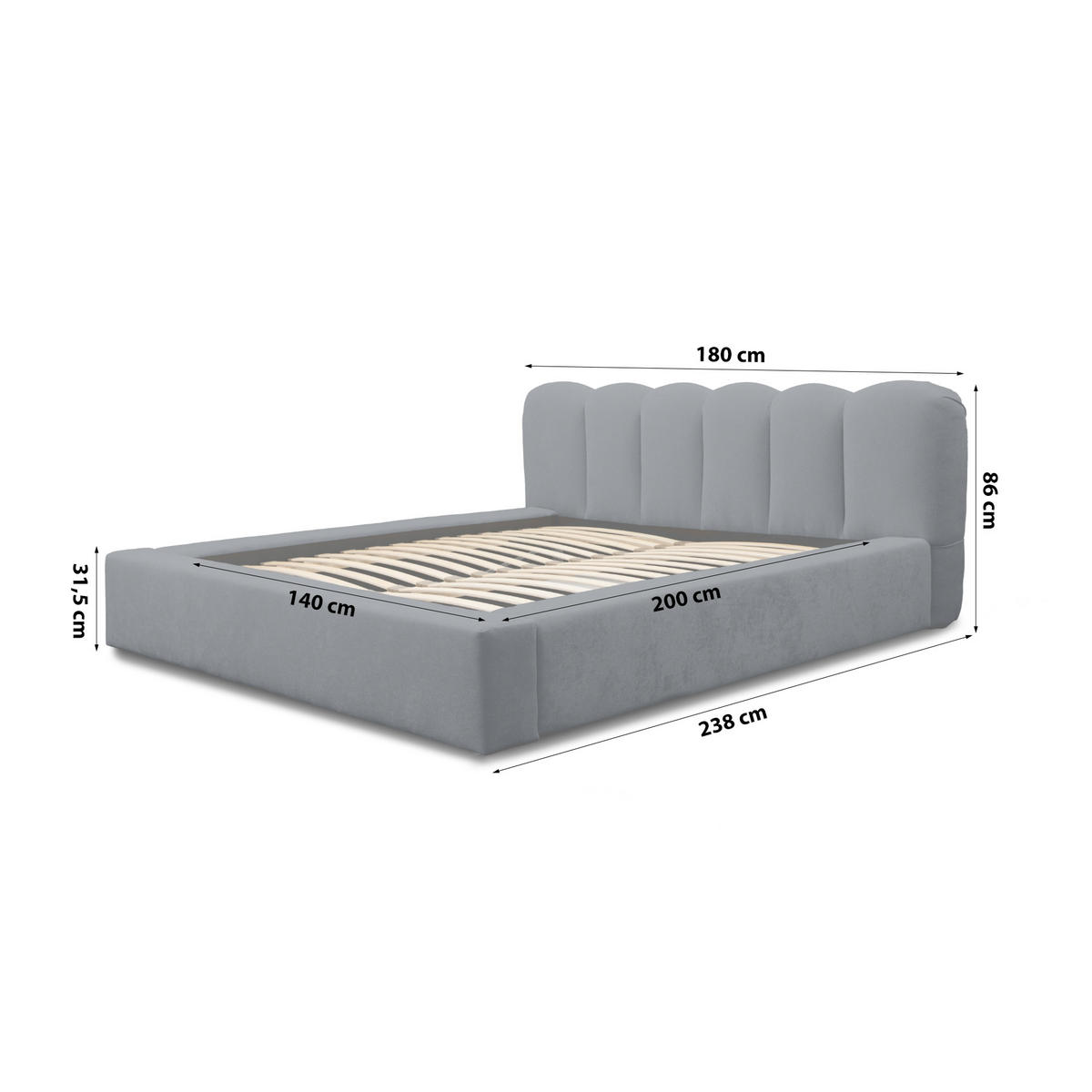 POLSTERBETT schenilen Struktur Ranera 140x200 cm, Dunkelblau - Dunkelblau, Textil (140/200cm) - Fedve