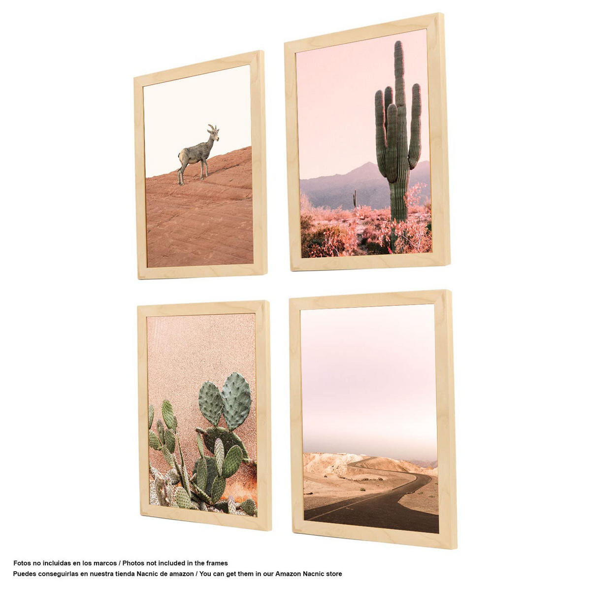 RAHMEN Set mit 4 aus MDF und Acrylglas Schutz und Aussteller für Fotografien, Bilder, Poster, Gemälde, Dekoration für Haus Farbe Hellholz A3 - Beige, Holz (29.7/3/42cm) - Nacnic