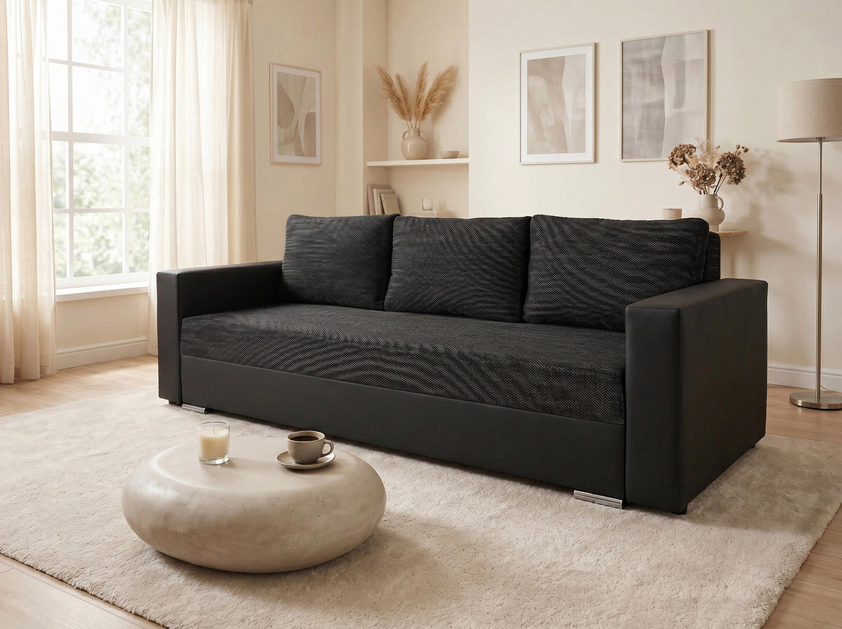SCHLAFSOFA Bird - Silberfarben/Schwarz, Holz/Kunststoff (233/87/82cm)