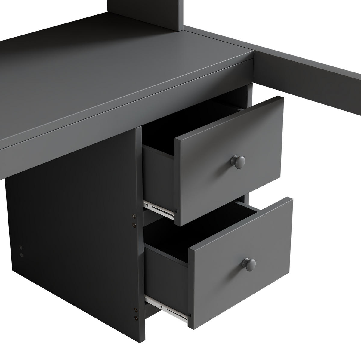HOCHBETT mit Schreibtisch und Stauraum 90x200 cm Grau - Grau, Holzwerkstoff (90/200cm) - Beauniv