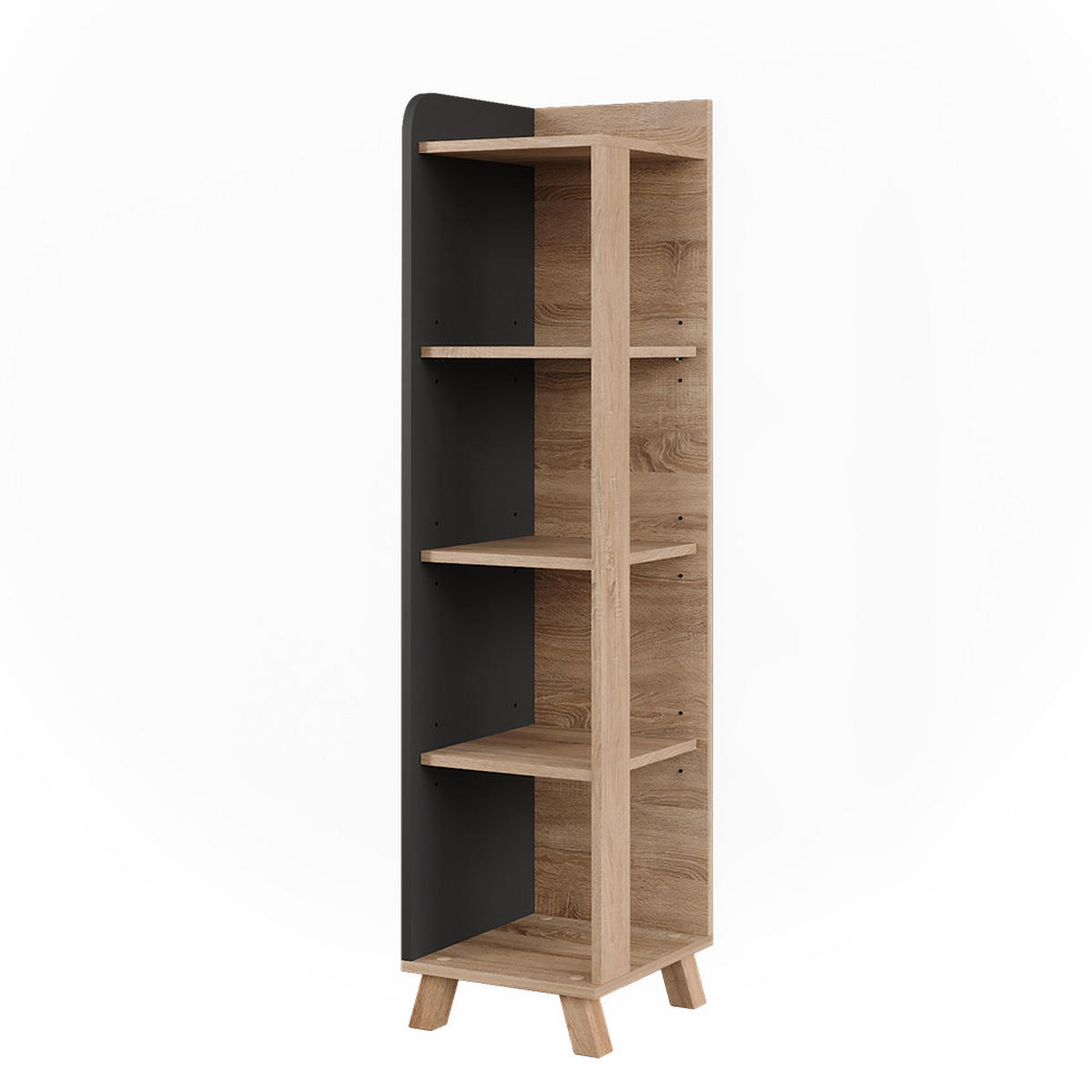 BADREGAL Karen Sonoma/Anthrazit 30 x 128 cm mit 4 Fächern - Anthrazit/Sonoma Eiche, Holzwerkstoff (30/128/35cm) - Vicco