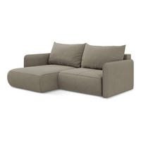 ECKSOFA mit Schlaffunktion Strukturstoff Stoff Beige - Beige/Schwarz, Kunststoff/Textil (148/207cm) - Makamii