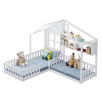 KINDERBETT 90/200 cm und 70/140 cm, Weiß mit LED-Beleuchtung und Regalen - Weiß, Holz (90/200cm) - MIVRAY