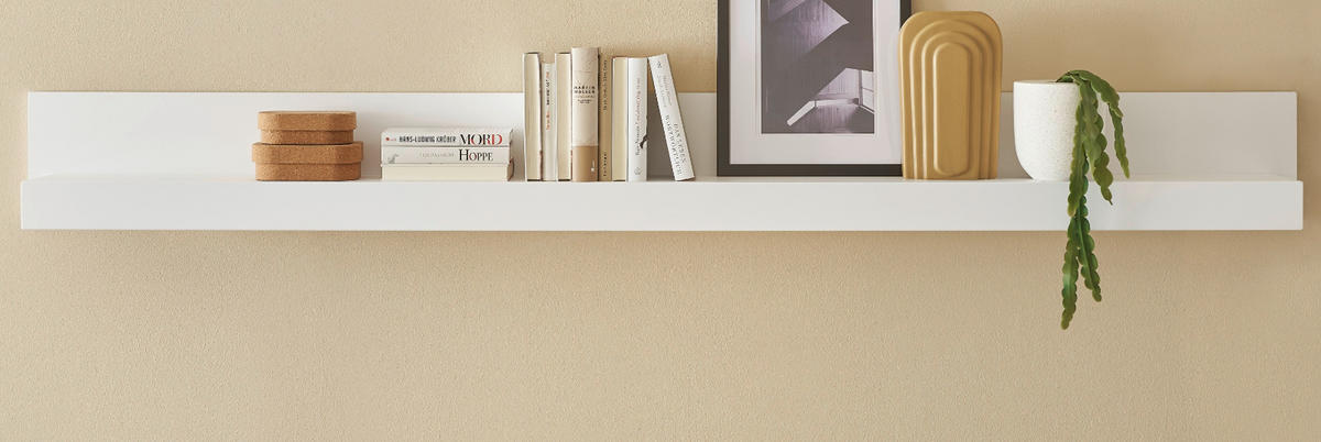 WANDBOARD weiß matt, Wandregal 217 x 22 cm, Derby - Weiß, Holzwerkstoff (217/22/18cm) - Furn.Design