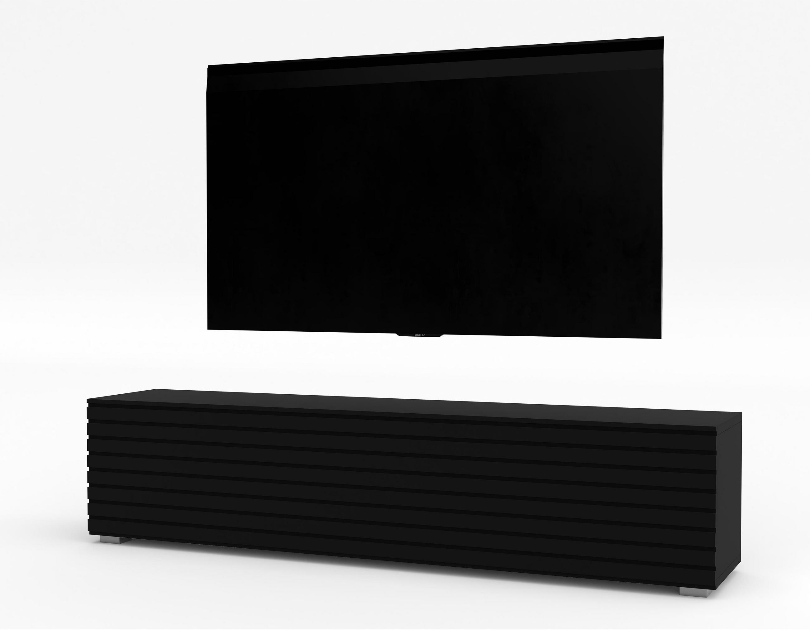 LOWBOARD ZIVOLLI 160 Schwarz, Schwarze Lamellen 160/36,5/40 cm – Hängend und Stehend - Schwarz, Holzwerkstoff/Kunststoff (160/36.5/40cm) - AX Living