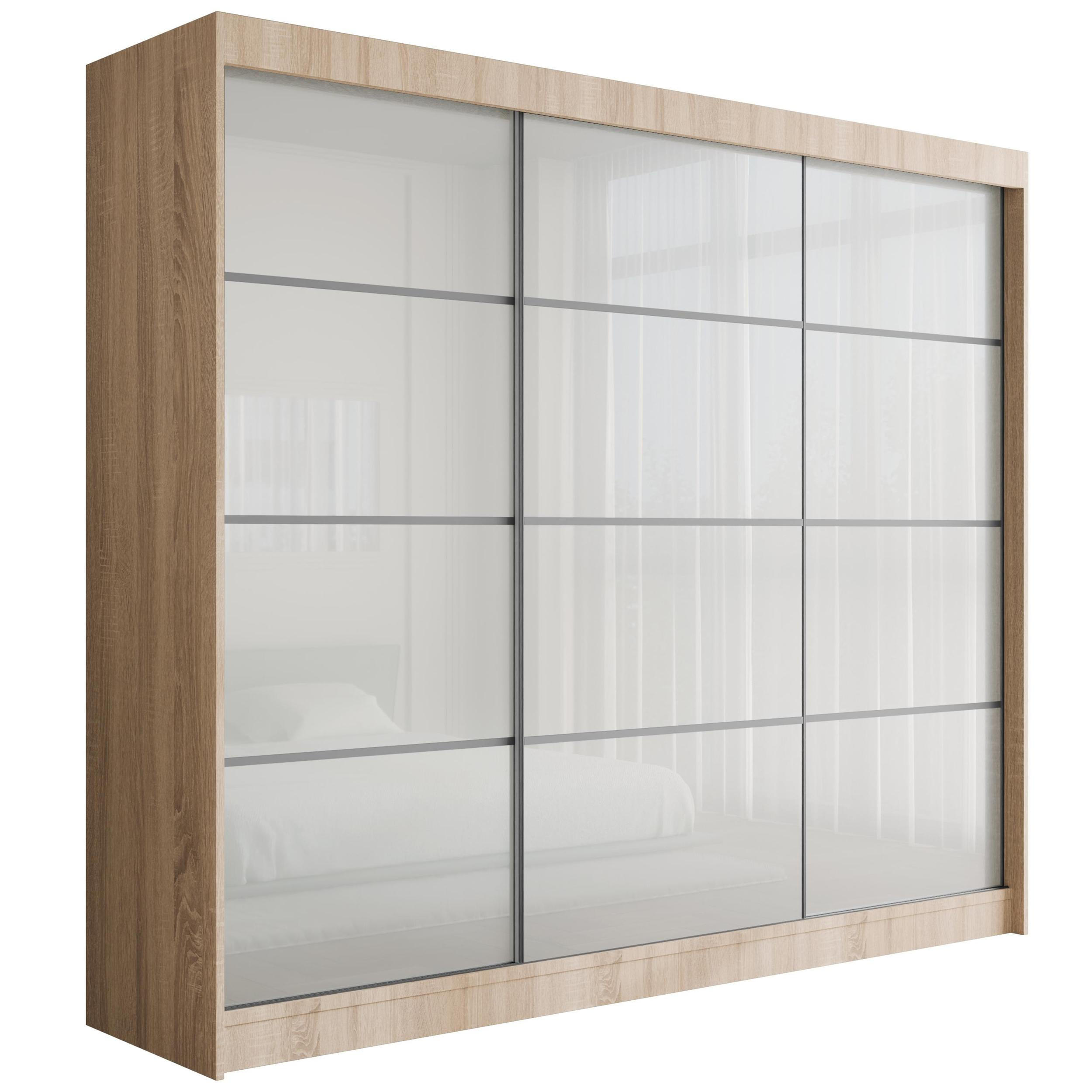 KLEIDERSCHRANK PEKA III - 250 cm - Sonoma Eiche|Weiß - Weiß/Sonoma Eiche, Holzwerkstoff (250/215/61cm) - ALTDECOR