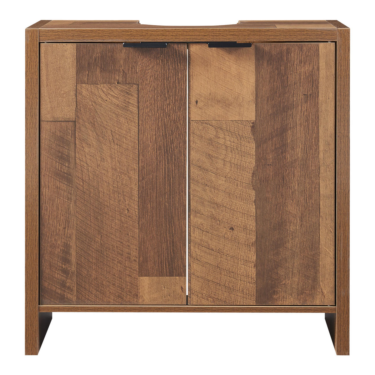 WASCHBECKENUNTERSCHRANK Namsskogan - Walnussfarben/Schwarz, Holzwerkstoff/Metall (60/60/30cm) - [en.casa]