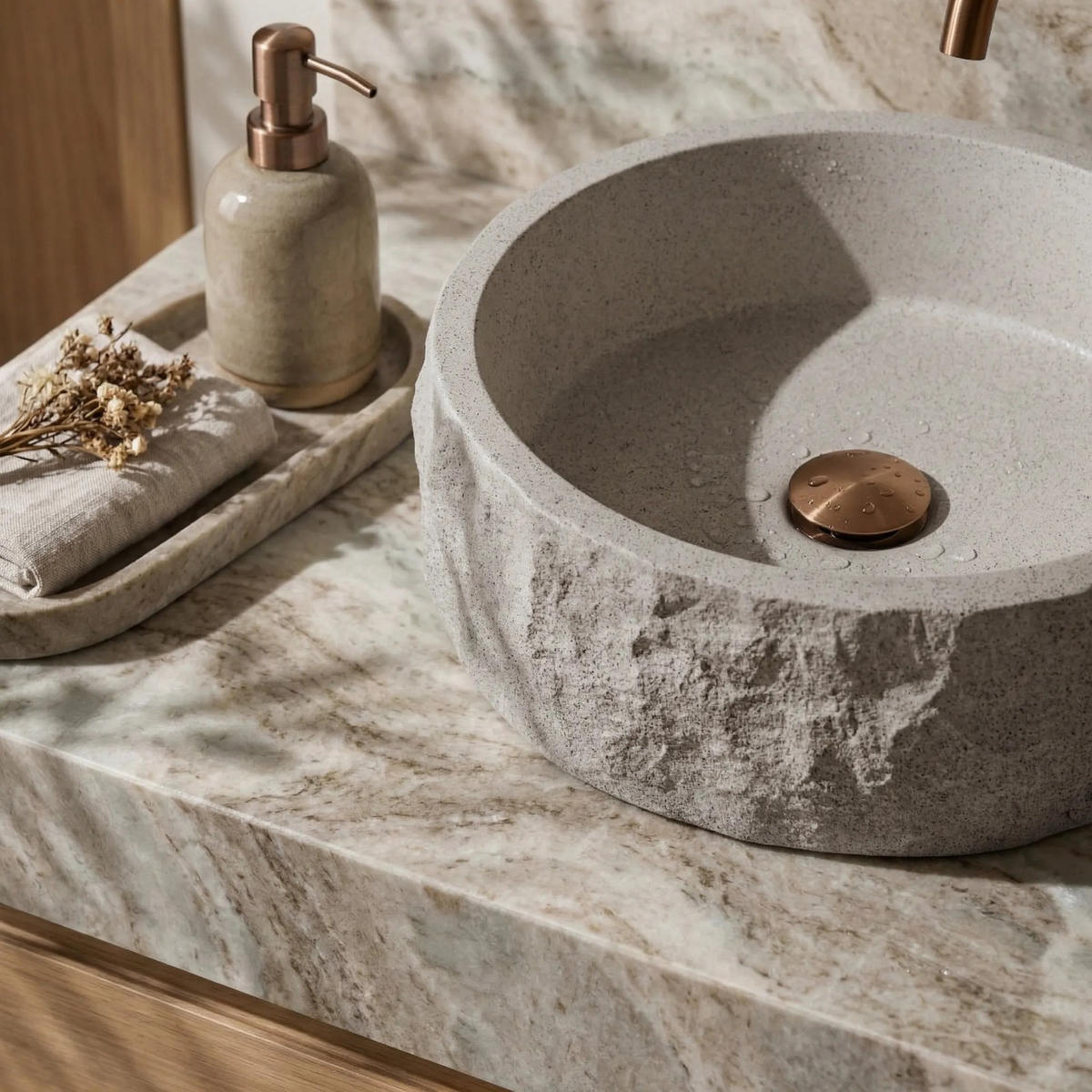 AUFSATZWASCHBECKEN Rea Alice Moon - Beige, Kunststoff (39/14.5/39cm) - REA