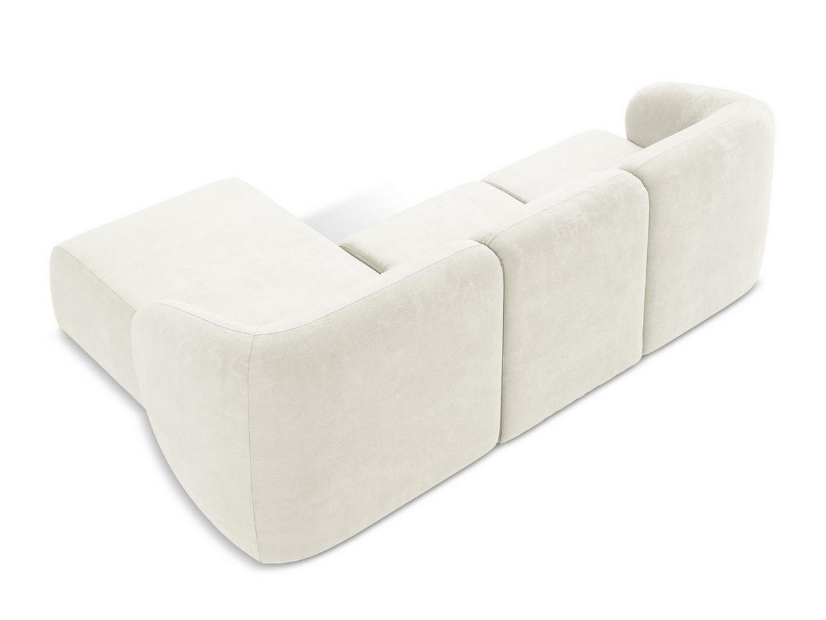ECKSOFA Rechts Chenille Stoff Weiß - Schwarz/Weiß, Holzwerkstoff/Kunststoff (248/166cm) - Makamii