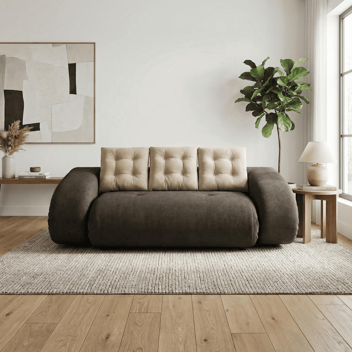 SCHLAFSOFA Okoa 2-Sitzer - Braun Sand - Braun, Textil (120/60/120cm) - COCO Living