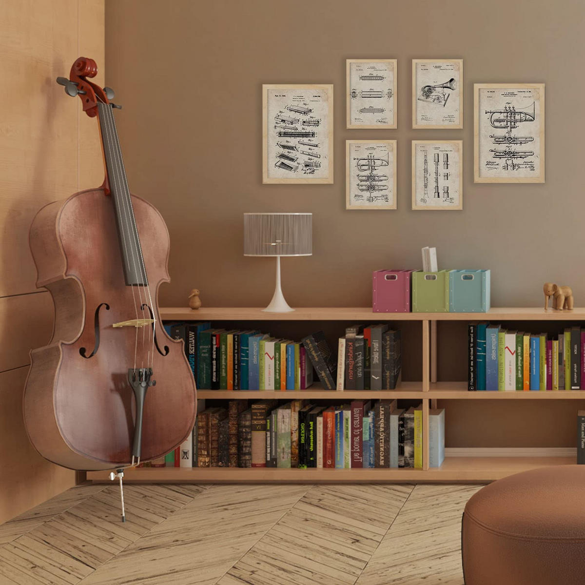 POSTER Set Mit 6 Plakaten Mit Blasinstrument Patenten Im Vintage Stil A3 & A4 Schwarzer Rahmen - Schwarz, Papier (29/3cm) - Nacnic