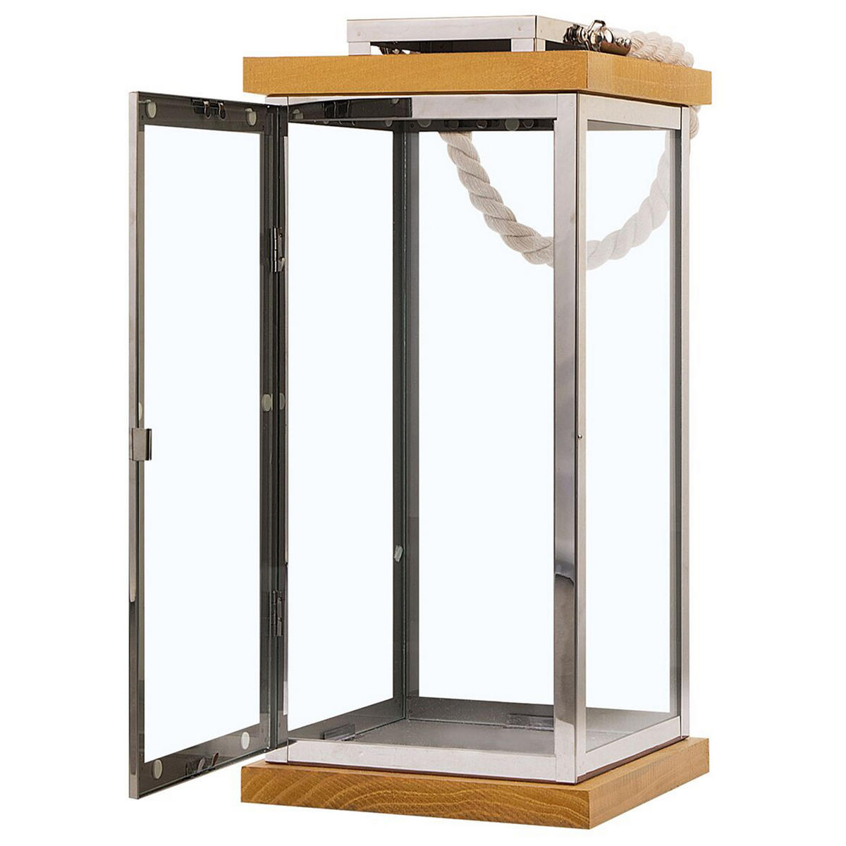 LATERNE Silber Borneo - Silberfarben/Braun, Holz (19/41/19cm) - Beliani