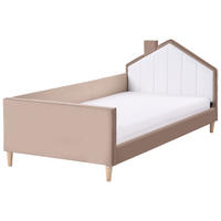 KINDERBETT 90x200 cm Braun Kervan - Hellbraun, Textil (90/200cm) - Beliani