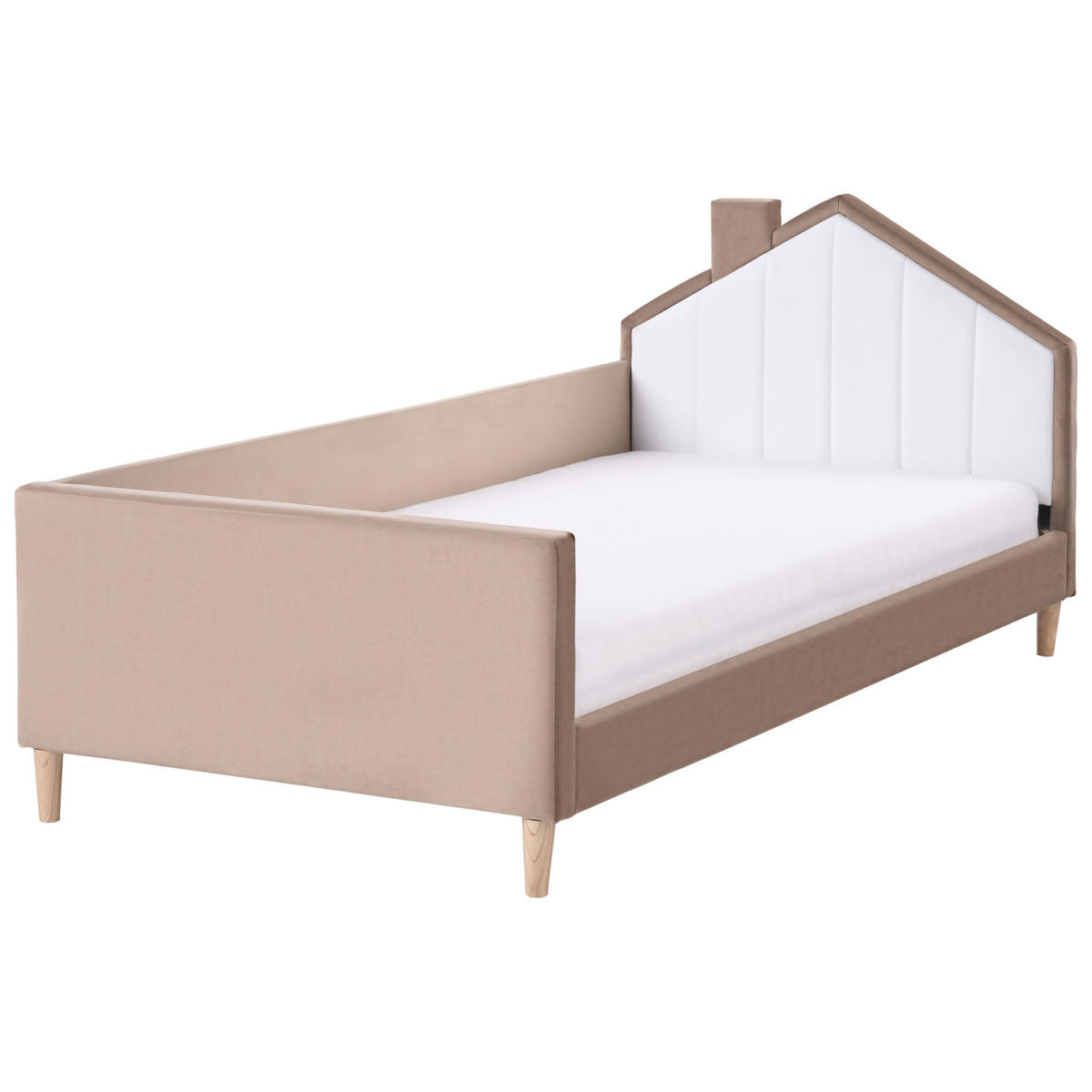 KINDERBETT 90x200 cm Braun Kervan - Hellbraun, Textil (90/200cm) - Beliani