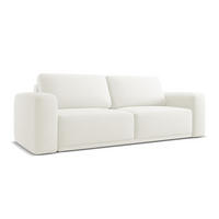 3-SITZER SOFA mit Schlaffunktion Chenille Stoff Weiß - Schwarz/Weiß, Kunststoff/Textil (242/91/100cm) - Makamii