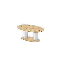 COUCHTISCH Eiche Artisan Weiß Hochglanz oval ausziehbar höhenverstellbar - Weiß Hochglanz/Eiche Artisan, Holzwerkstoff (80/130/54cm) - designimpex