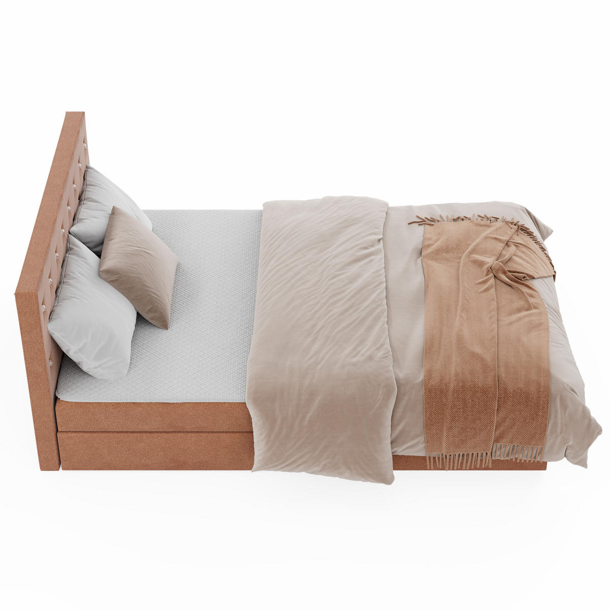 BOXBETT CRYSTAL 140/200 cm, in Dunkelgrau, Velours-Stoff, Bettkasten, Matratze, Topper - Dunkelgrau, Textil (140/20cm) - Barchello