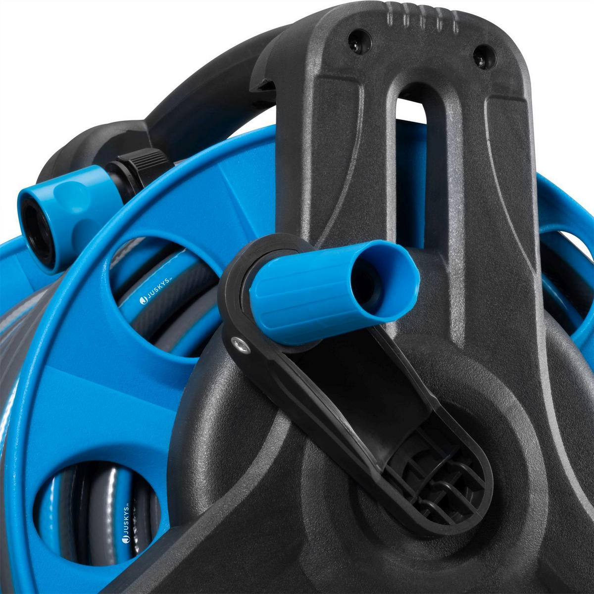 SCHLAUCHTROMMEL Basic blau / dunkelgrau Wasserschlauch & Multifunktionshandbrause - Blau, Kunststoff (3000cm) - Juskys