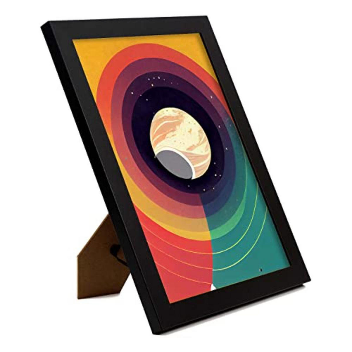 POSTER Set mit 4 Kreisförmig Abstrakt Moderne Galaxien A4 Schwarzer Rahmen - Schwarz, Papier (29.7/3cm) - Nacnic