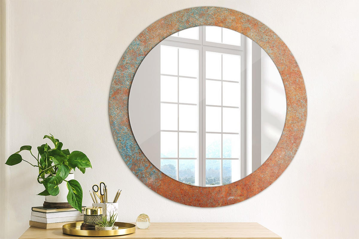 SPIEGEL Ø70 cm Rund mit Aufdruck - Orange, Glas (70/70/0.4cm) - TULUP
